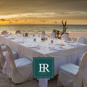 Versatile table sizes for weddings and events, accommodating different seating arrangements. By EventRentals.lk